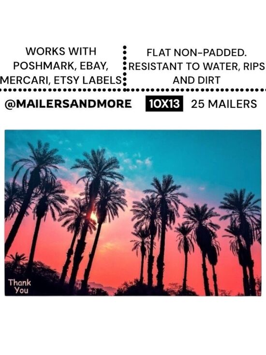 Mailers And More Accessories - 25 10X13 Poly Mailers Twilight Palms Shipping Envelopes PRICE IS FIRM